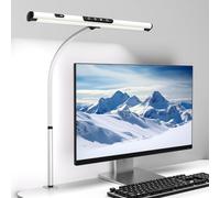 Lámpara de Escritorio LED, Lámpara de pinza de cuello de cisne ajustable con brazo giratorio, Lámpara de Escritorio de oficina con control táctil, regulación y temperaturas de color ajustables