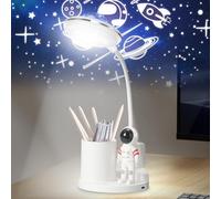 Lámpara de escritorio LED para niños, astronauta, lámpara de mesa portátil con soporte para bolígrafo, proyector de cielo estrellado, lámpara de noche, lámpara de escritorio, regulable, recargable (1)