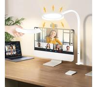 Lámpara de escritorio LED regulable con pinza, lámpara de escritorio agradable a la vista con control táctil de retroiluminación, lámpara de cuello de cisne de iluminación de arquitecto 25 modos
