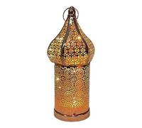 Lámpara de escritorio marroquí, decoración de luces LED de , linterna de mesa tallada hueca, inalámbrica, funciona con pilas, luz nocturna de arte de hierro, luz de acento de sombra ámbar