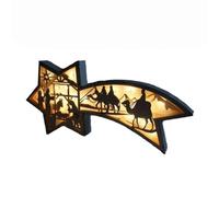 Lámpara de escritorio navideña con forma de estrella de madera LED para el Belén 2025