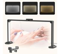 Lámpara de escritorio plegable de media luna de 33.5 pulgadas, 3000 K-6000 K, luz de uñas regulable para escritorio, lámpara LED cuadrada de 40 W con soporte para teléfono para tecnología de uñas,