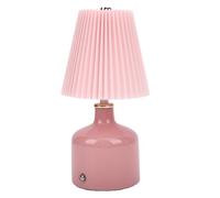 Lámpara de Escritorio Plisada Vintage con Iluminación Versátil para Dormitorio, Mesita de Noche, Control Táctil, Luz Nocturna Recargable Portátil para Mesita de Noche (Rosáceo)