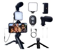 Lámpara de escritorio Purpose con trípode flexible, aro de luz LED + micrófono, compatible con cámaras DSLR, transmisiones en directo y reuniones.