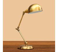 Lámpara de escritorio retro, balancín dorado de hierro forjado Maquinaria de brazo largo Lámpara de mesa plegable de estilo industrial con interruptor de botón para trabajar Loft Lectura Iluminación