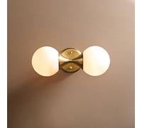 Lámpara de espejo de baño de latón con forma de globo, aplique de pared con bola de cristal blanco, moderna lámpara frontal con espejo E27, luces para cuadros, para sala de estar, baño y hotel.