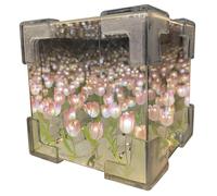 Lámpara de espejo de tulipán 1 conjunto lindo cubo de cubo Noche de tulipán DIY Tulip Mirror Night Light 4x4in Tulip Lamp Diy 2 en 1 Infinita Romántica Noche de flores decorativa Luz para regalo