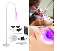 Lámpara de extensión de pestañas LED UV, lámpara de curado con pegamento UV, luz de piso LED de cuello de cisne flexible de 5 W, interruptor de pie, pegamento curado en 1-3 segundos,White