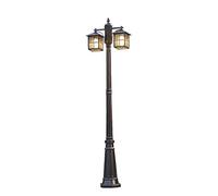 Lámpara De Exterior De 2 Cabezales De 175 Cm, Jaula Para Pájaros, Farola De Porche, Cuerpo De Lámpara De Aluminio Fundido A Presión + Vidrio Transparente, Para Patio, Jardín, Patio, Iluminación Decor