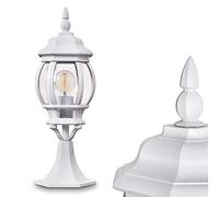 Lámpara de exterior Lentua, lámpara con base de aspecto antiguo, aluminio fundido en blanco con discos de plástico, luz de camino 50 cm, lámpara de jardín vintage, casquillo E27, IP44, sin bombilla(s)