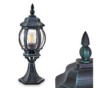 Lámpara de exterior Lentua, lámpara con base de aspecto antiguo,aluminio fundido en negro/verde con discos de plástico,luz de camino 50 cm, lámpara de jardín vintage,casquillo E27,IP44, in bombilla(s)