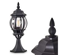 Lámpara de exterior Lentua, lámpara de pie de aspecto antiguo, aluminio fundido en negro con discos de plástico, luz de camino de 50cm, lámpara de jardín, casquillo E27, IP44, sin bombillas