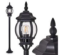 Lámpara de exterior Lentua, luz de camino en aspecto antiguo,aluminio fundido en negro con discos de plástico, lámpara de pie 120 cm,lámpara de jardín retro/vintage,casquillo E27, IP44,sin bombilla(s)