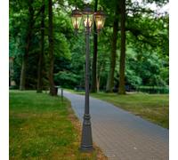 lámpara de exterior Lindby Edana, 212 cm, 3 luces, antracita, E27, IP44