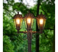 Lámpara de exterior Lindby Lamina, 172 cm, 3 luces, negro-óxido, E27