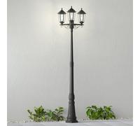 Lámpara de exterior Lindby Nane, 217 cm, negra, resistente al agua salada, E27 True