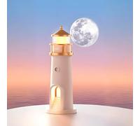 Lámpara de faro con proyección de luna, batería integrada de 2400 mAh recargable por USB, control remoto lámparas LED de mesita de noche, luz nocturna inalámbrica, decoración de habitación para
