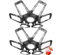 Lámpara de Garaje 185W 2 Piezas, 7000K Lámpara de Techo de Taller, 18500LM Lámpara de Taller LED con 6 paneles Ajustables, Focos LED, Iluminación de Taller, Lámpara Industrial para Garaje, Almacén