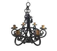Lámpara de hierro forjado con 6 luces, con corona rústica, taberna, clásica, suspensión, castillo, diámetro 66 x 55 cm