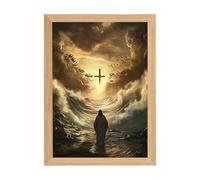 Lámpara de iglesia - Marco de luz LED 4D de Cristo - Arte de pared inspirador 4D pintura decorativa decoración del hogar para cumpleaños, Pascua e iglesia