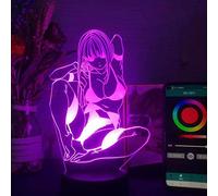 Lámpara de ilusión 3D, luz nocturna LED Darling in The FRANXX 02 Zero Two Anime Figura 16 colores cambiantes lámpara de mesa para niños niñas dormitorio decoración regalo de cumpleaños
