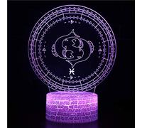 Lámpara de ilusión 3D Piscis Estado de ánimo Luz 7 Color Cambio Acrílico LED Luz de Noche Cables USB Dormitorio Escritorio Decoración