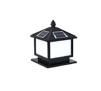 lámpara de jardín, Columna de luz LED solar de latón antiguo/negro, 30-45 cm, IP65, impermeable, for jardín exterior(Black)