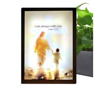 Lámpara de Jesús - 4d llevó la luz del marco de Cristo, decoración casera religiosa | Lámpara cristiana para mesa, bautismo, familia, Navidad, sala de estar, iglesia, guardería, mesita de noche, pared