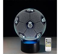 Lámpara de juguete con luz nocturna de fútbol del Real Madrid, ideal para ilusión óptica 3D, control