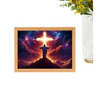 Lámpara de la iglesia, Jesús Pintura Luz | Jesús Lámpara Luminosa Imagen | Led Christian Arte de Pared Pintura Religiosa Decoración del Hogar para Hombres, Mujeres y Cumpleaños