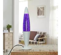 Licht-Erlebnisse Lámpara de lava decorativa JENNY Brillo Violeta Blanco 42cm de alto lámpara de mesa luz de ambiente