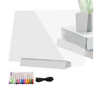 Lámpara de lectura LED - Lámpara RGB de 20 cm | Pizarra acrílica de borrado en - Escritorio portátil para niños con 12 bolígrafos de colores USB-C para estudio, dibujo, escritura, pitt