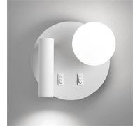 Lámpara de Lectura LED para mesita de Noche, Aplique de Cristal con Forma de Globo, Foco Giratorio Moderno con Interruptor, Apliques de Pared LED para Interiores, lámparas de Pared y Apliques par