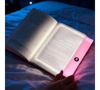 Lámpara De Lectura Plana Recargable Con Luz Led Clara, 3 Colores Y Temporizador, 35 Horas De Uso, Panel Regulable, Luz Para Páginas Completas, Regalos Para Lectores pink