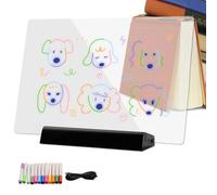 Lámpara de lectura RGB | Mesa de dibujo iluminada con panel transparente de borrado en | Lámpara de lectura para libros con 12 bolígrafos de colores | Pizarra creativa para escritura y pittu