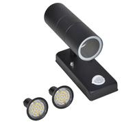 Lámpara de LED de Pared Forma Cilindro Acero Inoxidable Negro Con Sensor