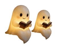 Lámpara de libro de lectura de resina Ghost 8.6 pulgadas lindo 3d fantasma luz de la noche blanca cálida led halloween luz nocturna para dormitorios decoración de la mesa de la mesa lámpara de lectur