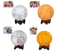 Lámpara de Luna Personalizada 3d con tu Fotos y Texto USB Recargable 16 Colores Control Remoto y Táctil Controlar Personalizado Regalos Luces Decorativas (20 cm)