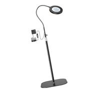 Lámpara de lupa iluminada 10X 20X para personas mayores con base | Alimentado por USB con cuello de cisne ajustable, configuración de abrazadera de escritorio para piso y base