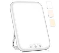 Lámpara de luz diurna, Lámpara de Luminoterapia 10,000 lux, Lámpara de Terapia de luz LED sin UV con Función de Memoria, 4 de Temporizador, Control de Botón, 3 Modos de Colores, Plegable Soporte