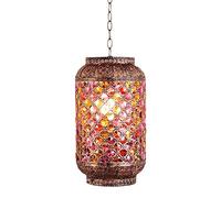 Lámpara de luz Lámpara Colgante de Estilo mediterráneo Lámpara de araña de Cristal de diseño Vintage? Iluminación de Techo teñida rústica Pastoral? Lámpara Colgante para salón, Comedor, terraza, E14,