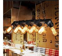 Lámpara de luz Lámpara Colgante Vintage Luz de Techo Industrial Tubo de Agua de Metal Retro Negro Edison 10 Luces Lámpara de araña Acabado de Cobre Lámpara Steampunk Candelabros para comedores