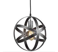 Lámpara de luz Lámpara de Techo con Forma de Globo Industrial Vintage 40W Lámpara Colgante de Personalidad Minimalista E26 / E27 Lámpara de araña reemplazable esférica de Metal (Color: Plata), Color: