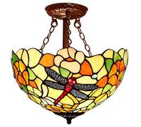 Lámpara De Luz Luces Colgantes, Lámpara Colgante De Vitrales con Diseño De Libélula De 12 Pulgadas, Lámpara De Arte para Sala De Estar, Dormitorio, Balcón, Pasillo, E27,Max60W*2