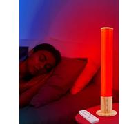 Lámpara de luz nocturna de luz roja para dormir, luz nocturna roja, lámpara de escritorio con longitud de onda de 670 nm, multicolor y opciones de brillo, control remoto, carga USB, diseño elegante