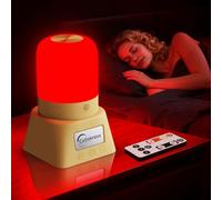 Lámpara de luz nocturna roja para dormir, lámpara de escritorio roja con longitud de onda de 670 nm, control remoto táctil, luz roja para dormir respaldada por la ciencia, para relajación profunda