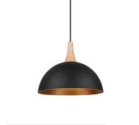 Lámpara de luz Simplicidad Moderna Lámpara Colgante Iluminación de Techo Lámpara Colgante de Metal Negro Iluminación de araña con Sombra Base E27 con Madera Restaurante Sala de Estar Estudio