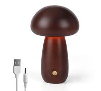Lámpara de Madera con Forma de Seta, Lámpara de noche Regulable Portátil con Carga USB, luz nocturna inalámbrica para Decoración del Hogar, Dormitorio, Lámpara de noche LED Recargable (Nuez-B)