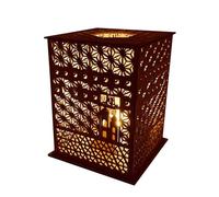 Lámpara De Madera Hueca - Linterna LED Con Luz De Piso Rústica, Barra De Patio Con Mesa Para Fotomatón, Decoración De Porche Resistente, Accesorios De Granja De Larga Duración | Maravillosa Pieza