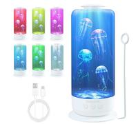 Lampara de Medusa,Lampara Medusa Lámparas con 7 Colores y 2 Modos,Luces de Atmósfera con Control de Velocidad y Carga USB,Lamparas Medusas para Decoración de Domestico,Regalos para Niños(Blanco)